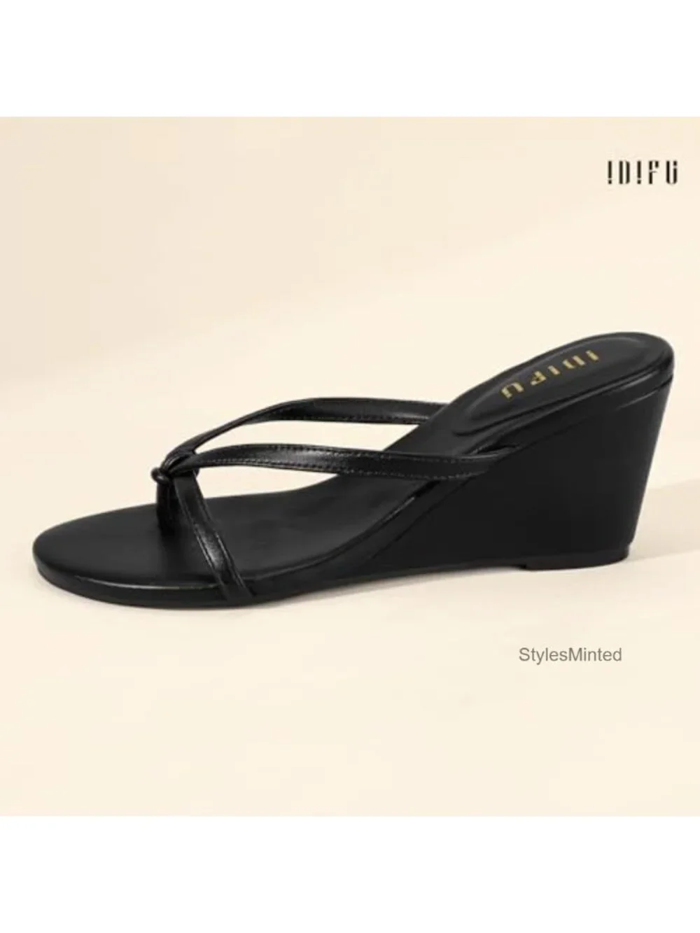 Wedge Sandals for Women Thong Flip Flops Strappy Round Toe Slip On Summer